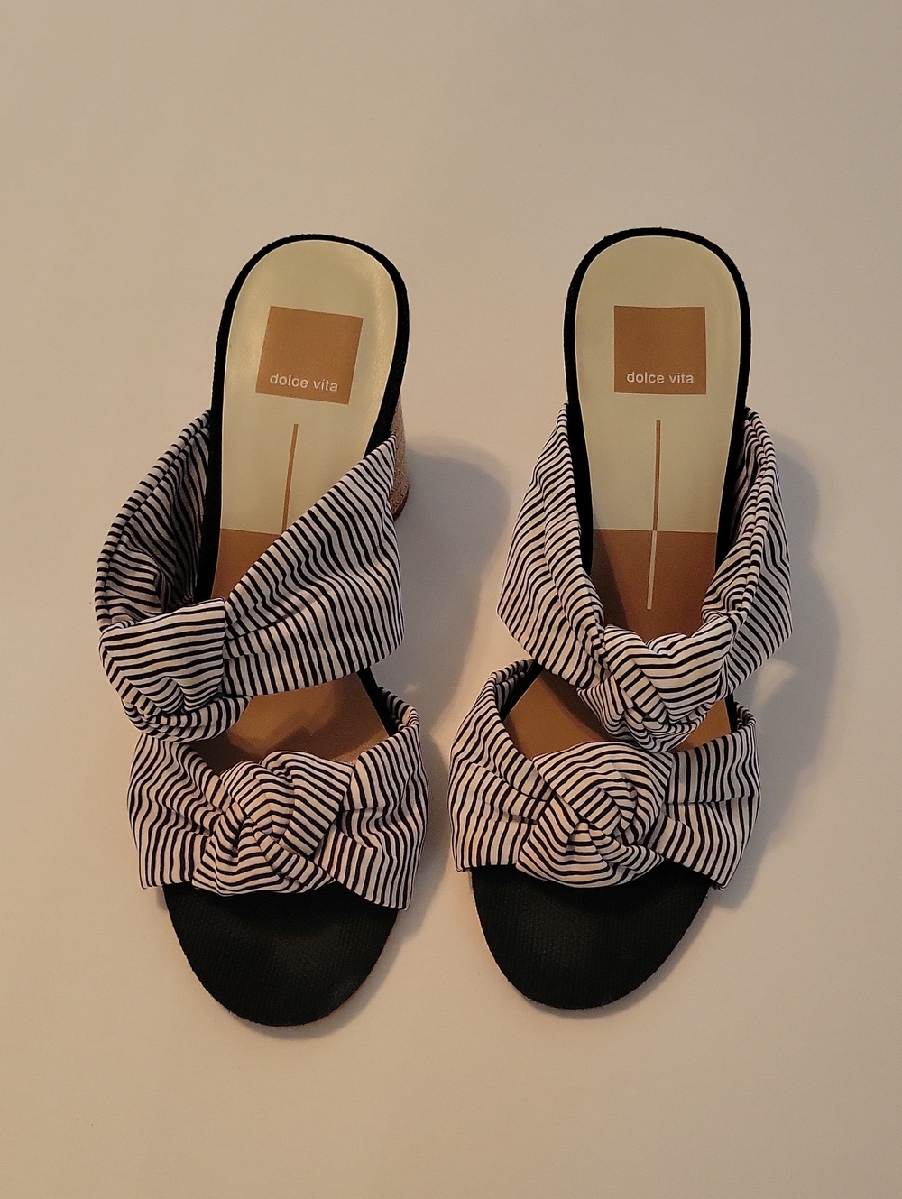 Sz 8.5 Dolce Vita Black & White Striped Knot Mules